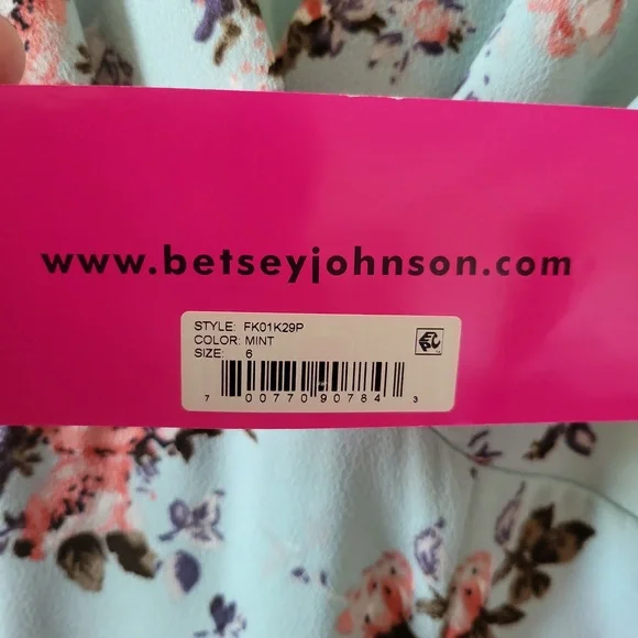 FINAL CLEARANCE Betsey Johnson Mint Blue Floral Dress NWT - Picture 7 of 8